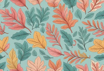 Wall Mural - Calm and Creative Autumn Foliage Textile Design