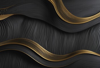 Wall Mural - Luxurious 3D geometric design with metallic accents on a dark background