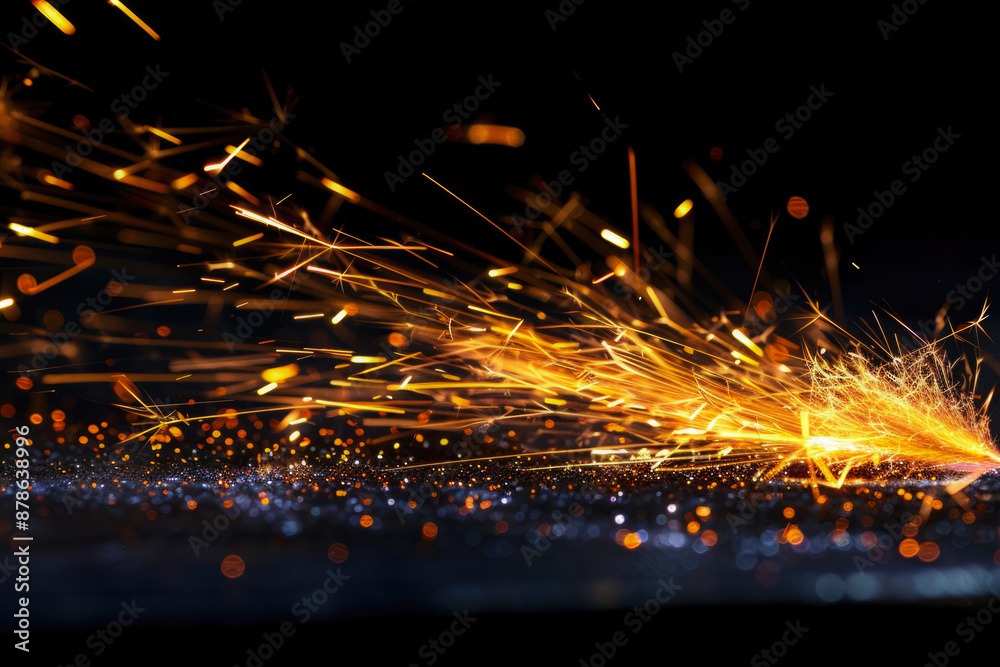 Bright Glowing Fire Sparks From A Fire On A Dark Background For Graphic ...