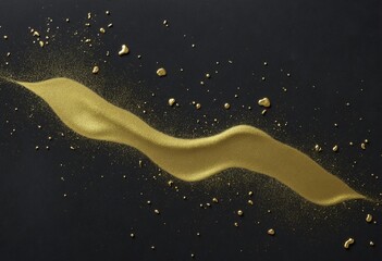 Wall Mural - Vintage Japanese Style Frame with Gold Dust Accents and Black Grunge Paint Brush Art