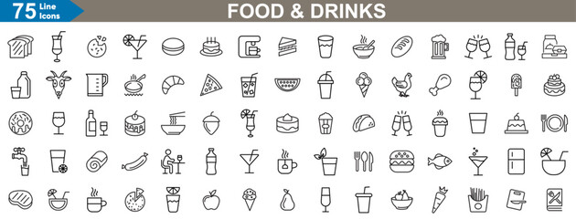 Wall Mural - food and drinks icons set vector illustration.