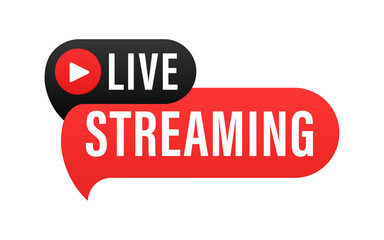 Poster - Live streaming icon. Button for broadcasting, livestream or online stream. Social media, news and TV or online broadcasting. Vector illustration