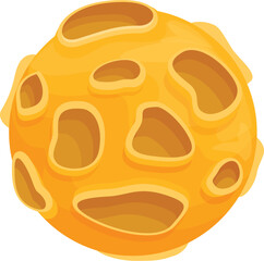 Poster - round, yellow planet is floating in space, its surface covered in craters