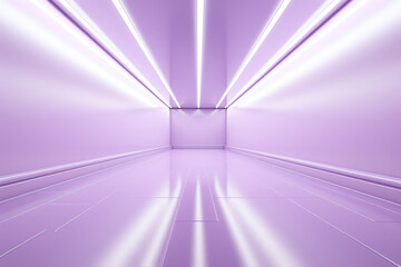 Poster - Neon corridor, tunnel, scene with ultra violet lines, virtual reality tunnel. Futuristic background. Empty stage. Product installation.