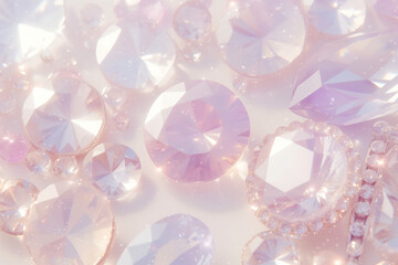 Wall Mural - diamonds and crystals in soft pink tones.
