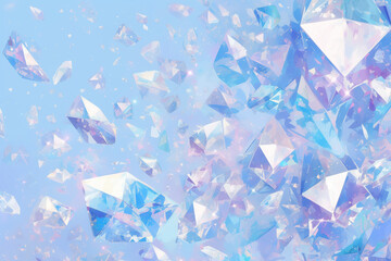 Wall Mural - shimmering diamonds and crystals on a soft blue background.