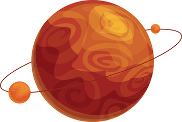 Poster - red planet from solar system rotating on its axis with two small moons orbiting around