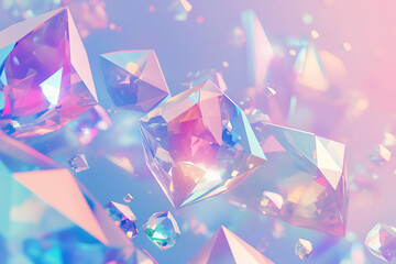 Wall Mural - sparkling crystals shimmer with colors, creating the effect of floating gemstones in gentle light.