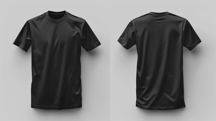 Wall Mural - Black T-Shirt Mockup - Front and Back View