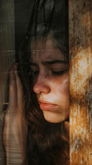 Wall Mural - close up depressive person 