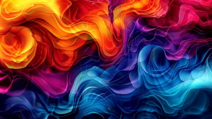 Wall Mural - Vibrant abstract swirls of red, orange, blue, and purple colors. Abstract art concept