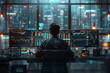 © AlirezA - A person sits at a desk with multiple monitors displaying financial data, working late into the night