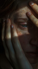 Wall Mural - close up depressive person 