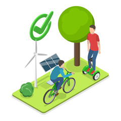 Wall Mural - 3D Isometric Flat  Illustration of Green Technologies. Item 1