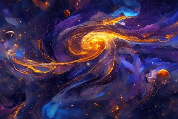Wall Mural - vibrant cosmic nebula with bright colors in outer space