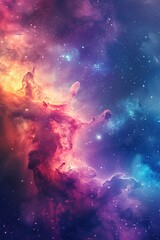 Wall Mural - vibrant cosmic nebula with bright colors in outer space