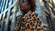 © SOLDATOOFF - A strong African American woman wearing a leopard print coat, looking determined and self-assured