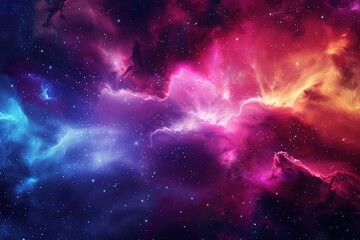 Wall Mural - vibrant cosmic nebula with bright colors in outer space