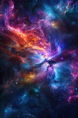 Wall Mural - vibrant cosmic nebula with bright colors in outer space