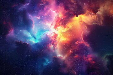 Wall Mural - vibrant cosmic nebula with bright colors in outer space