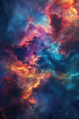 Wall Mural - vibrant cosmic nebula with bright colors in outer space