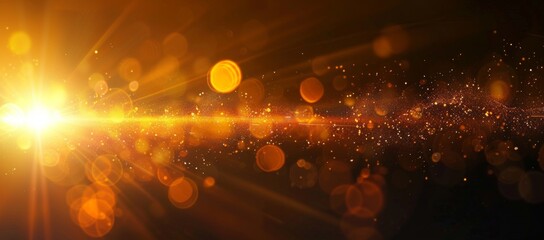 Wall Mural - Golden flame on textured black background, abstract blurred orange waves on noise texture, copy space