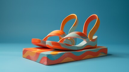 Orange and Blue Summer Sandals on a Colorful Platform