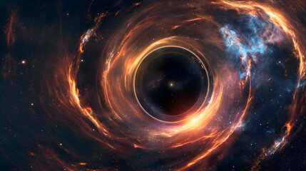 Wall Mural - black hole in space with invisible circles beyond the starry sky.