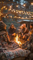 Wall Mural - a group of people sitting around a fire