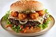 © Mayatnikstudio - Mouthwatering Dill Pickle Burger with Crispy Sweet Potato Tots