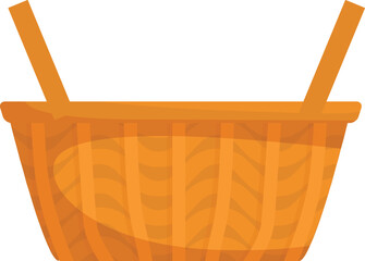 Poster - Empty wicker basket standing with handles up, isolated on white background