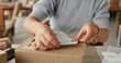 © CineLens2024/peopleimages.com - Hands, woman and package label for delivery of e commerce order, shipping information and courier. Female owner, logistics and box with business sticker, stock packaging and process for distribution