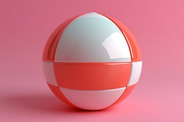 Poster - Abstract Geometric Sphere with Red and White Segments