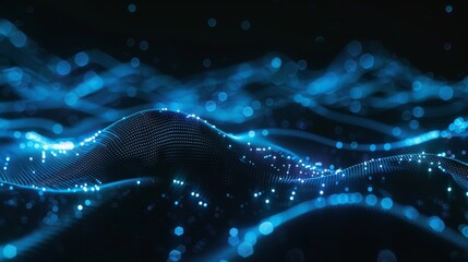 Poster - Wave of dots and weave lines. Abstract background. Network connection structure. High quality photo