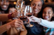 © MarGa - A family toasting with wine glasses, celebrating Thanksgiving. Concept for family gatherings and holiday celebrations