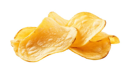 Canvas Print - Two delicious potato chips close-up, isolated on transparent background.