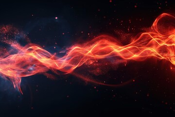 Wall Mural - Abstract red and orange energy waves