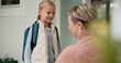 © MagicDavid/peopleimages.com - Mother, girl and school for goodbye with backpack, getting ready and smile for excited student. Class, mom and support or care from single parent person, woman and learning for education development