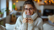 © Carmen - Happy and excited Caucasian woman, reading exciting news on smartphone, copy space