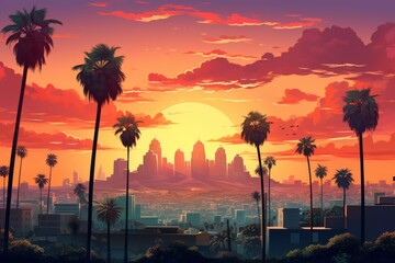 Wall Mural - Golden Hour in the City of Palms Vintage Hollywood Vibes.jpeg