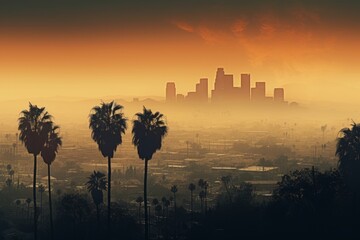 Wall Mural - Grit and Glam Dark and Gritty LA with Palm Tree Silhouettes.jpeg