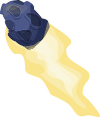 Poster - dark blue asteroid is entering the atmosphere, leaving a bright yellow trail behind it