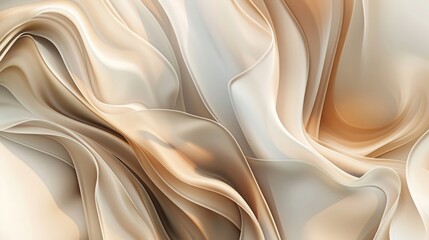 Fototapete - An abstract background featuring fluid, flowing lines in a neutral palette of beige, ivory, and taupe, creating a dynamic and sophisticated scene that mimics the appearance of liquid substances.