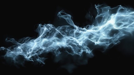 Wall Mural - Abstract blue smoke swirling on black background