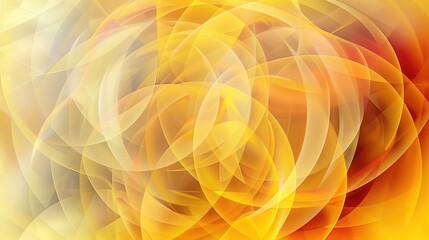 Fototapete - An abstract background with circular geometric patterns in translucent layers, including shades of yellow and orange, arranged to create a dynamic, flowing visual effect with varying opacities.