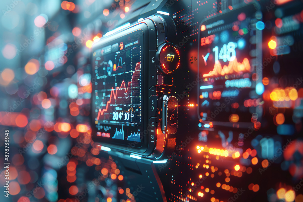 Advanced technology interface displaying real-time data and analytics ...
