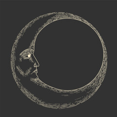 Wall Mural - vector illustration set of moon phases. different stages of moonlight activity in vintage engraving 