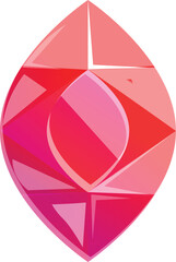 Poster - Pink gemstone with light reflections is sparkling and shining on white background