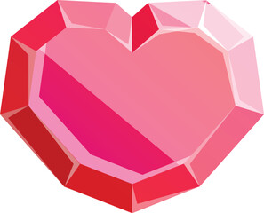 Poster - Beautiful red heart gemstone is sparkling on white background