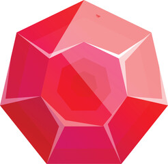 Poster - Red gemstone shining with bright vivid facets on white background